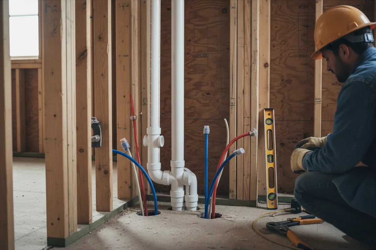 Drain and supply rough-in during Toilet Repair and Installation in Lincoln Park